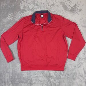 FootJoy Quarter Zip Pullover Mens Large Red Long Sleeve Golf Jacket RH Logo